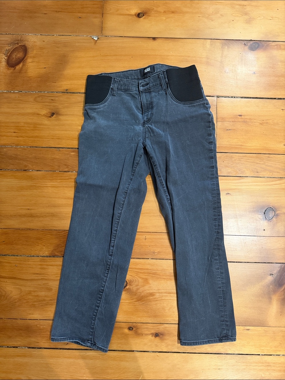 PAIGE Black Maternity Jeans with Stretch Waistband